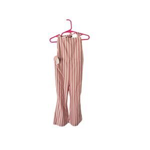 Bailey's Blossoms, Bell Bottom Suspender Jumpsuit - Mauve Stripe, 3T
